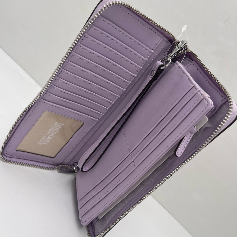 MICHAEL KORS Jet Set Large Signature Logo Continental Wallet Wristlet Phone NWT - Picture 13 of 16